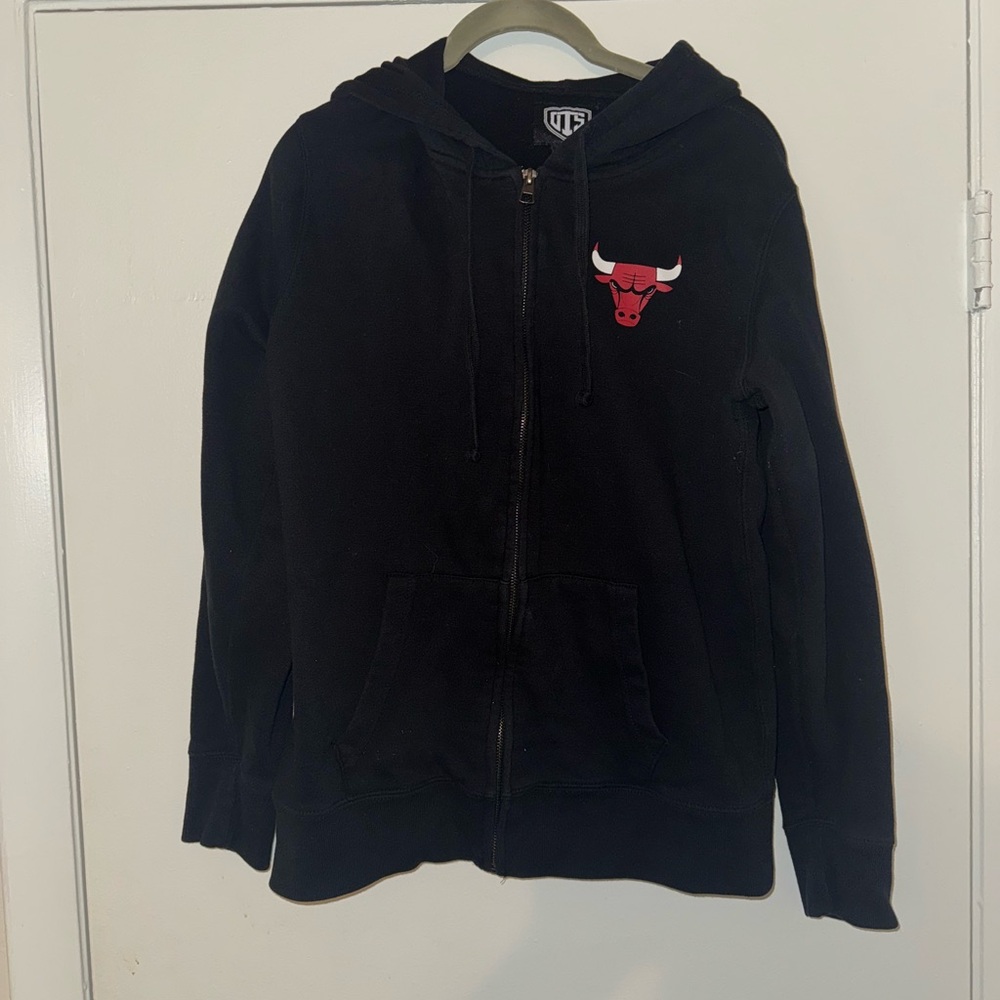 Black Chicago Bulls Zip Up Hoodie